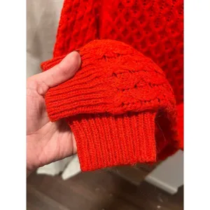 H&M Vibrant Orange Red Textured Knit Sweater 90s Art School Oversized S thumbnail 6