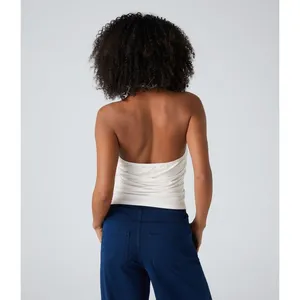 Halara Y2K Halter Cowl Neck Backless Ruched Casual Tank Top White Small thumbnail 2