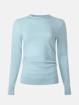 🌟 Lk Bennett 🌟 Dora Crew Neck Merino Wool Cotton Blend Sweater Blue Xs thumbnail 3