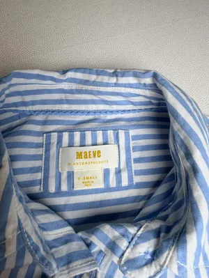 Maeve Anthropologie Women’s XS Blue White Stripe Cotton Button Down Oversized thumbnail 4