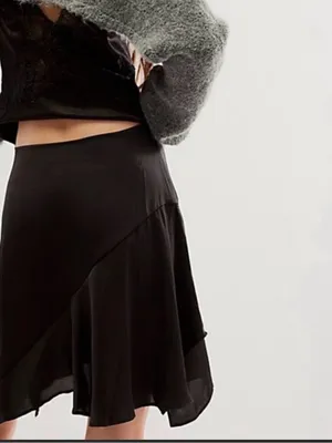 Free people Black Asymmetric Flounce Skirt size 4 thumbnail 2