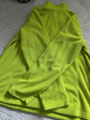 Tek gear Y2K Vtg bright chartreuse grid fleece quarter zip pullover XL thumbnail 10