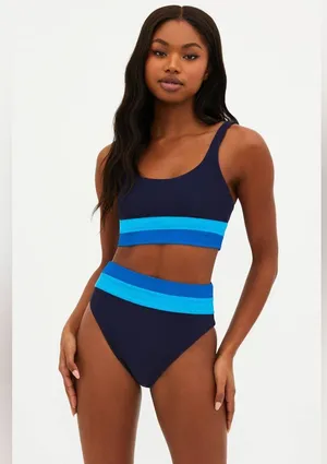 Beach Riot Heidi Bikini Top Marine Colorblock, Size Large , $98 thumbnail 2