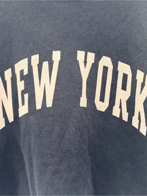 Cropped NEW YORK Graphic Tee in Faded Navy thumbnail 3