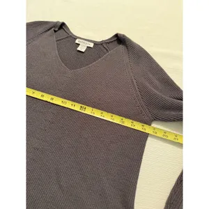 Athleta Womens XS‎ Purple Merino Wool Blend Ribbed V-Neck Raglan Sweater Plum thumbnail 4