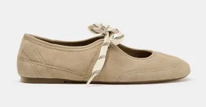 Zara split suede ballet flats thumbnail 1