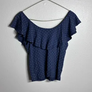 American Eagle‎ Women Off Shoulder Dotted Blue Top size XS thumbnail 5