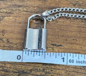 Layered Paperclip Lock Necklace Silver thumbnail 4