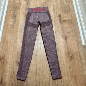 Gymshark | Maroon Grey Marl‎ Knit Flex High Waisted Seamless Leggings, Size S thumbnail 2