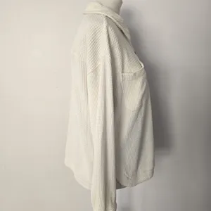 Madewell Cream Waffle Knit Shirt-Jacket Size Medium thumbnail 4