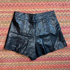 Urban Outfitters VEGAN LEATHER SEXY PLEATED FRONT HOT SHORTS thumbnail 1