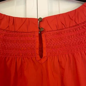 Anthropologie Maeve coral smocked neck long sleeve blouse small thumbnail 10