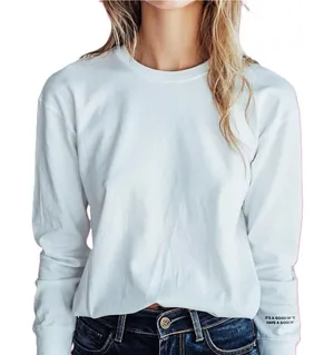 Zara Top Womens Size Small White Long Sleeve Pullover Crew Neck Cotton Casual thumbnail 1