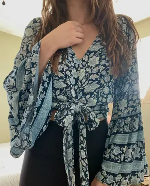 American Eagle Floral Bell Sleeve Top thumbnail 2