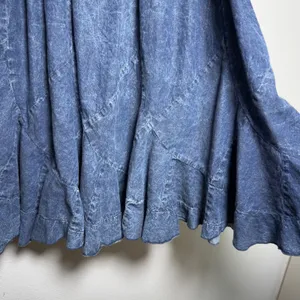 Reba Woman 100% Cotton Denim Chambray Skirt 2X Blue Acid Wash Smocked Western thumbnail 2