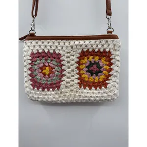 Earthbound Trading Crochet Granny Square Crossbody Bag Cream Boho Festival Purse thumbnail 4