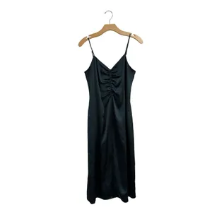 Express Forest Green Satin Ruched Bust Midi Slip Dress Size Small S‎ thumbnail 2