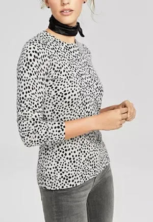 Charter‎ Club Cashmere Animal Print Long-Sleeve Crewneck Sweater thumbnail 1