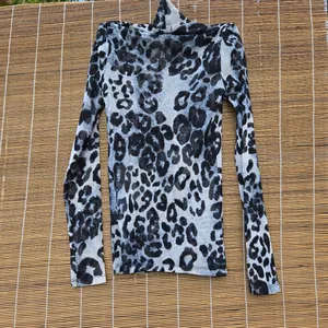 Reformation Leopard Black White Long Sleeve Mesh Top XS thumbnail 5