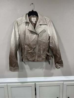 Buckle BKE Taupe Leather Moto Jacket thumbnail 2