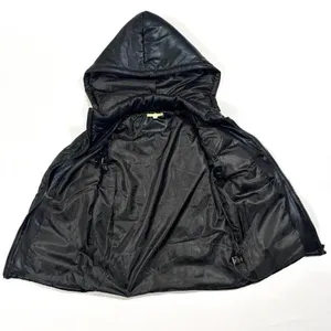 Gianni Bini Puffer Vest‎ Women's Faux Leather Hooded Black Gorpcore Size Small thumbnail 4