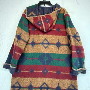 Vtg Woolrich Aztec‎ Duster Coat Reversible Southwestern Blanket Long Cardigan M thumbnail 9