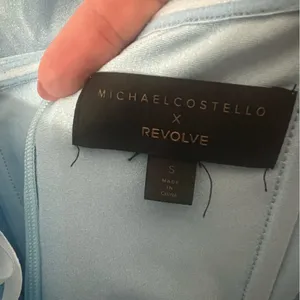 Michael Costello X Revolve Jake Strapless Plunging Maxi Gown Baby Blue thumbnail 10