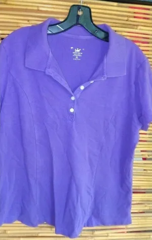 Lee Riders XL Fitted Short Sleeved Slimming Polo Top in Purple thumbnail 1