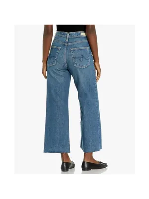 AG Adriano Goldschmied Jeans The Etta High Waisted Wide Leg Crop Jeans Size 4 27 Raw Frayed Hem thumbnail 2