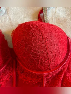 Victoria’s Secret Very Sexy Push-up corset bra 34DD rhinestone floral lace thumbnail 2