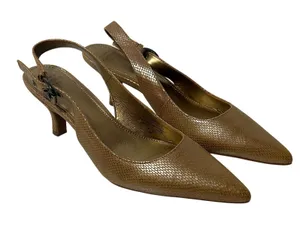 Circa Joan & David Luxe Carolynne Gold Snakeskin Leather Slingback Pumps 8M‎ thumbnail 1