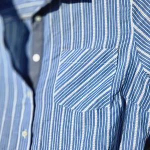 Tommy Hilfiger blue striped Partial button blouse Top M thumbnail 4