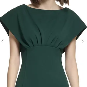 Calvin Klein Green Short Sleeve Stretch Crepe Sheath Dress Office Wedding 6 thumbnail 2