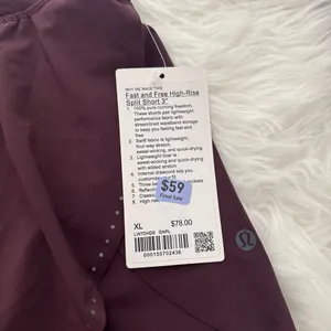 Lululemon Fast and Free High Rise Classic Fit Split Shorts 3" Goodnight Plum XL thumbnail 10