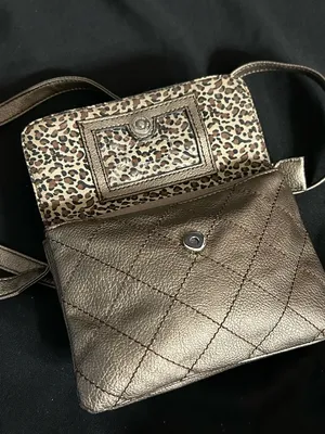 Relic Metallic Bronze & Leopard Print Pebbled Crossbody Bag Purse thumbnail 10