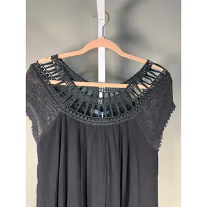 Lola Made in Italy Black Crochet Cover Up Dress‎ Boho Resort NWT thumbnail 3