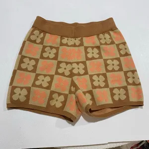 Altar’d State XS Floral Knit Shorts Brown Orange Retro 70s Boho thumbnail 2