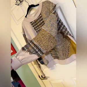 Oli And Hali Avery pullover tan mixed print casual boho winter top $78 xs thumbnail 5