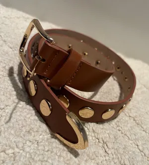 Brown Gold Studded Statement Belt Western Boho thumbnail 1