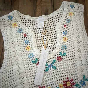 House of Harlow 1960 Floral Crochet Side Tie Vest NWT thumbnail 4