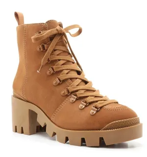 SCHUTZ leather combat lug sole boots light tan brown sz 8.5 booties thumbnail 1