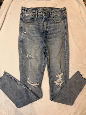 American Eagle Ne(x)t Level Stretch Light Wash Distressed High-Rise Skinny Jeans thumbnail 1