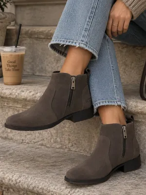 UGG Aureo 2 Gray Suede Zip Ankle Boots Booties Size 6 NWOT thumbnail 1