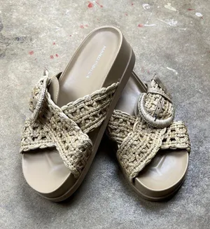 Marc Fisher Welti Rattan Crossover Sandals Size: 6 thumbnail 1