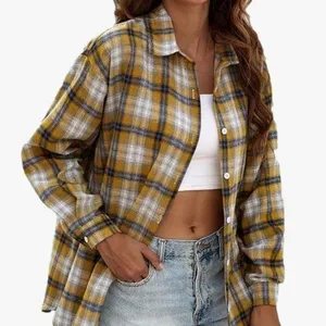 💛🤍💙 Buffalo plaid button down shirt thumbnail 1
