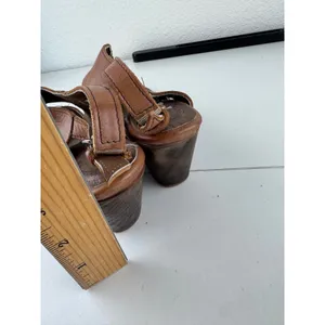 Seal of the Sutro San Francisco Leather‎ Slingback Wedge Sandals Size 7.5 Boho thumbnail 5