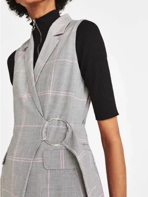 Bershka plaid trench vest thumbnail 10