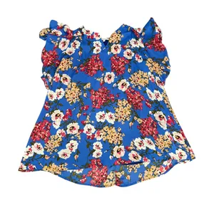 Umgee USA Plus Size 1XL Blue Floral Ruffle Cap Sleeve V-Neck Dress thumbnail 1