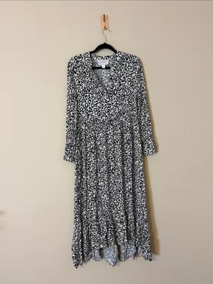 MARE MARE X ANTHROPOLOGIE Black White Leopard‎ Print Lynda Maxi Dress Size Small thumbnail 4