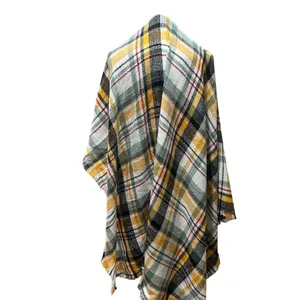 Blanket Scarf Women's Multicolor Plaid Square Scarf Winter Fashion thumbnail 2